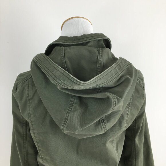 A&F ABERCROMBIE & FITCH Green Hooded Denim Feel Logo Hardware Jacket - Picture 13 of 14